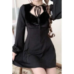 Gothic Lace Collar Long Sleeve Mini Dress EG0483 -EgrilDoll Fashion Outlet Store gothic lace collar long sleeve mini dress eg0483 486