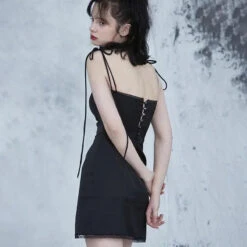 Gothic Lace Patchwork Spaghetti Strap Bodycon Mini Dress EG0491 -EgrilDoll Fashion Outlet Store gothic lace patchwork spaghetti strap bodycon mini dress eg0491 345