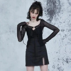 Gothic Lace Patchwork Spaghetti Strap Bodycon Mini Dress EG0491 -EgrilDoll Fashion Outlet Store gothic lace patchwork spaghetti strap bodycon mini dress eg0491 400