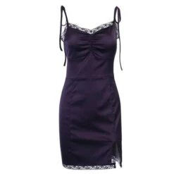 Gothic Lace Patchwork Spaghetti Strap Bodycon Mini Dress EG0491 -EgrilDoll Fashion Outlet Store gothic lace patchwork spaghetti strap bodycon mini dress eg0491 purple s 570