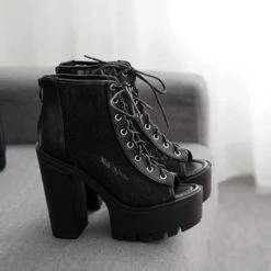 Gothic Lace Peep Toe Boots EG306 -EgrilDoll Fashion Outlet Store gothic lace peep toe boots eg306 342