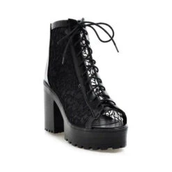 Gothic Lace See Thru Peep Toe Platform Sandals EG0494 -EgrilDoll Fashion Outlet Store gothic lace see thru peep toe platform sandals eg0494 black 3 334