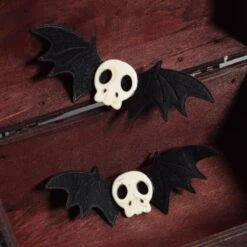 Gothic Lolita Skull Bat Black Wings Hair Clip EG17046