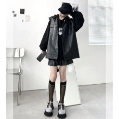 Gothic Love Heart Print Cross Drawstring Hoodie EG134 -EgrilDoll Fashion Outlet Store gothic love heart print cross drawstring hoodie eg134 sweatshirt 267