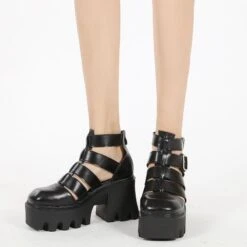 Gothic Punk Belts Hollow Out Sandal Casual Shoes EE0853 -EgrilDoll Fashion Outlet Store gothic punk belts hollow out sandal casual shoes ee0853 371