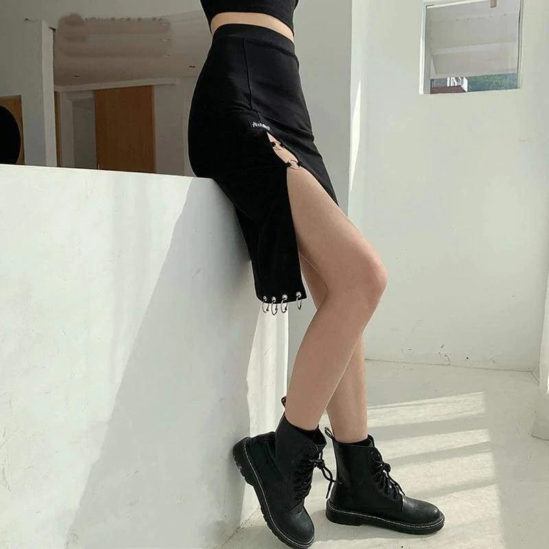 Gothic Punk Black Mini Skirt EG479 2 Gothic Punk Black Mini Skirt EG479 - Image 2