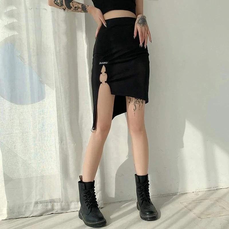 Gothic Punk Black Mini Skirt EG479 1 Gothic Punk Black Mini Skirt EG479
