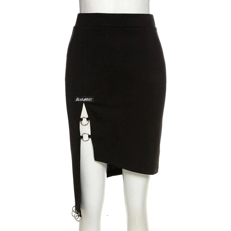 Gothic Punk Black Mini Skirt EG479 4 Gothic Punk Black Mini Skirt EG479 - Image 4