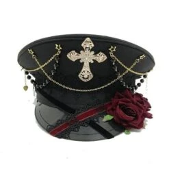 Gothic Punk Cross Lolita Rose Hat EG16980 -EgrilDoll Fashion Outlet Store gothic punk cross lolita rose hat eg16980 red 219