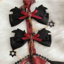 Gothic Punk Hexagram Cross Bowknot Lolita Hair Clip BE199 -EgrilDoll Fashion Outlet Store gothic punk hexagram cross bowknot lolita hair clip be199 566