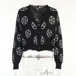 Gothic Style Printing Black Cardigan Sweater BE093 -EgrilDoll Fashion Outlet Store gothic style printing black cardigan sweater be093 797