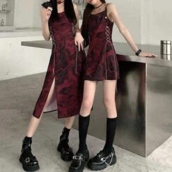 Gothic Vintage Tie Dye Slip Dress EG16181 -EgrilDoll Fashion Outlet Store gothic vintage tie dye slip dress eg16181 203