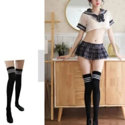 Grey/Blue/Pink Grid Bow Sailor Lingerie Set EG14453 -EgrilDoll Fashion Outlet Store greybluepink grid bow sailor lingerie set eg14453 786