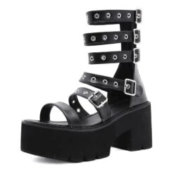 Grunge Cool Punk Metal Button Platform Sandals EE0914 -EgrilDoll Fashion Outlet Store grunge cool punk metal button platform sandals ee0914 161