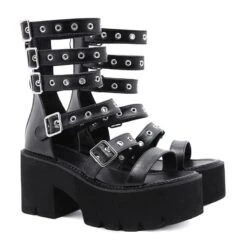 Grunge Cool Punk Metal Button Platform Sandals EE0914 -EgrilDoll Fashion Outlet Store grunge cool punk metal button platform sandals ee0914 279