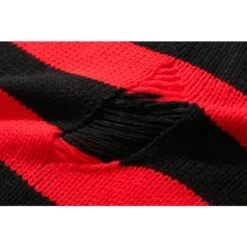 Grunge Stripe Ripped Red Black Sweater ON258 -EgrilDoll Fashion Outlet Store grunge stripe ripped red black sweater on258 686