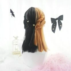 Half Orange Half Black Mixed Double Color Girl Wig EG16009 -EgrilDoll Fashion Outlet Store half orange black mixed double color girl wig eg16009 wigs 431