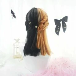 Half Orange Half Black Mixed Double Color Girl Wig SP16009 -EgrilDoll Fashion Outlet Store half orange black mixed double color girl wig sp16009 586