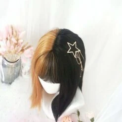 Half Orange Half Black Mixed Double Color Girl Wig SP16009 -EgrilDoll Fashion Outlet Store half orange black mixed double color girl wig sp16009 814