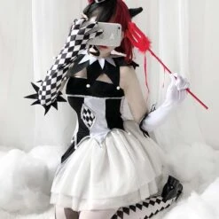 Halloween Gothic Devil Clown Cosplay Top Skirt Stockings Two Pieces HW1025 -EgrilDoll Fashion Outlet Store halloween gothic devil clown cosplay top skirt stockings two pieces hw1025 667