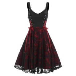 Halloween Gothic High Waist Cami Lace Dress HW1001