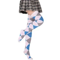 Harajuku Black/White Plaid Over The Knee Stocking BE478 -EgrilDoll Fashion Outlet Store harajuku blackwhite plaid over the knee stocking be478 115