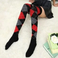 Harajuku Black/White Plaid Over The Knee Stocking BE478 -EgrilDoll Fashion Outlet Store harajuku blackwhite plaid over the knee stocking be478 503
