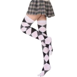 Harajuku Black/White Plaid Over The Knee Stocking BE478 -EgrilDoll Fashion Outlet Store harajuku blackwhite plaid over the knee stocking be478 969