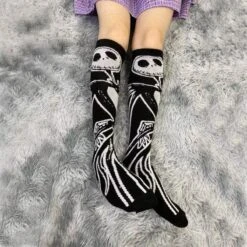 Harajuku Gothic Punk Dark Skeleton Knee Socks EG16663 -EgrilDoll Fashion Outlet Store harajuku gothic punk dark skeleton knee socks eg16663 704