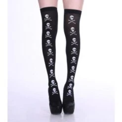 Harajuku Gothic Punk Skull Printed Black Thin Socks EG17187 -EgrilDoll Fashion Outlet Store harajuku gothic punk skull printed black thin socks eg17187 357