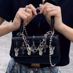 Harajuku Gothic Rabbit Black Shoulder Bag Metal Punk Handbag EG16643 -EgrilDoll Fashion Outlet Store harajuku gothic rabbit black shoulder bag metal punk handbag eg16643 293