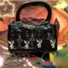Harajuku Gothic Rabbit Black Shoulder Bag Metal Punk Handbag EG16643