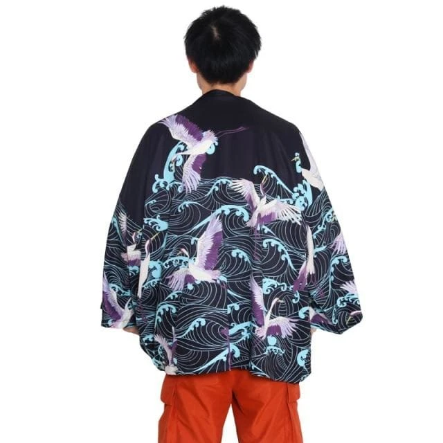 Harajuku Japanese Yukata Haori Kimono Cardigan Unisex Costume BE010 5 Harajuku Japanese Yukata Haori Kimono Cardigan Unisex Costume BE010 - Image 5