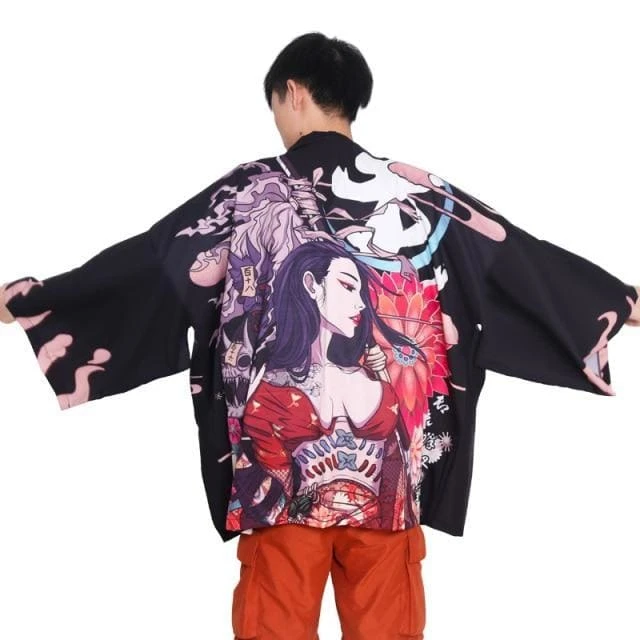 Harajuku Japanese Yukata Haori Kimono Cardigan Unisex Costume BE010 9 Harajuku Japanese Yukata Haori Kimono Cardigan Unisex Costume BE010 - Image 9