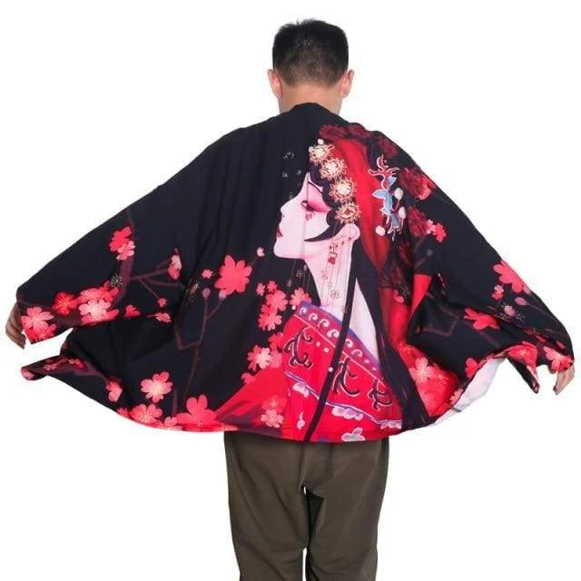 Harajuku Japanese Yukata Haori Kimono Cardigan Unisex Costume BE010 2 Harajuku Japanese Yukata Haori Kimono Cardigan Unisex Costume BE010 - Image 2