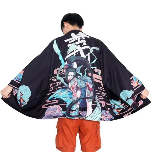 Harajuku Japanese Yukata Haori Kimono Cardigan Unisex Costume BE010 20 Harajuku Japanese Yukata Haori Kimono Cardigan Unisex Costume BE010 - Image 20