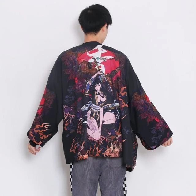 Harajuku Japanese Yukata Haori Kimono Cardigan Unisex Costume BE010 14 Harajuku Japanese Yukata Haori Kimono Cardigan Unisex Costume BE010 - Image 14