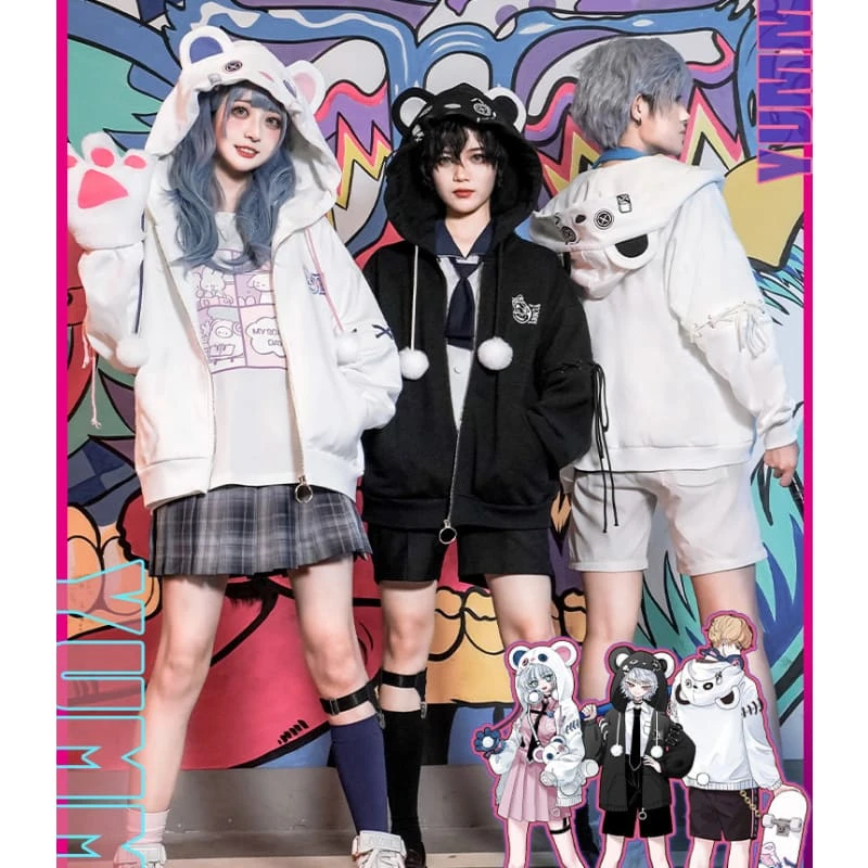 Harajuku Kawaii Broken Bears Hoodie ON600 1 Harajuku Kawaii Broken Bears Hoodie ON600