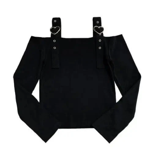 Harajuku Pink Black Heart Button Crop Tops EG096 4 Harajuku Pink Black Heart Button Crop Tops EG096 - Image 4