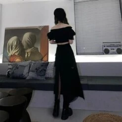 Harajuku Slim Retro Top + Mid-length Skirt FY027 -EgrilDoll Fashion Outlet Store harajuku slim retro top mid length skirt fy027 727