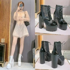 Hollow Mesh High Heel Platform Boots EG15050 -EgrilDoll Fashion Outlet Store hollow mesh high heel platform boots eg15050 362