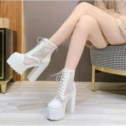 Hollow Mesh High Heel Platform Boots EG15050 -EgrilDoll Fashion Outlet Store hollow mesh high heel platform boots eg15050 926