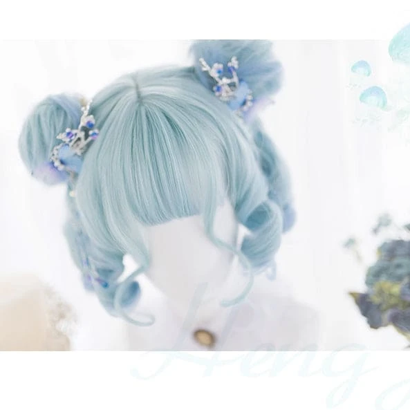 Ice Queen Cute Light Blue Curly Bob Short Lolita WIg ON460 1 Ice Queen Cute Light Blue Curly Bob Short Lolita WIg ON460