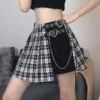 Irregular Double Buckle Hearts Plaid Mini Skirt EG401