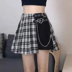 Irregular Double Buckle Hearts Plaid Mini Skirt EG401 10 Irregular Double Buckle Hearts Plaid Mini Skirt EG401 -EgrilDoll Fashion Outlet Store irregular double buckle hearts plaid mini skirt eg401 255