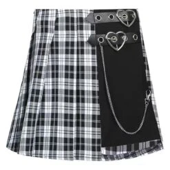 Irregular Double Buckle Hearts Plaid Mini Skirt EG401 8 Irregular Double Buckle Hearts Plaid Mini Skirt EG401 -EgrilDoll Fashion Outlet Store irregular double buckle hearts plaid mini skirt eg401 733