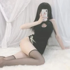 Japanese Anime Game Kawaii Lolita Gothic Maid Lingerie - Cat Keyhole Swan -EgrilDoll Fashion Outlet Store japanese anime game kawaii lolita gothic maid lingerie cat keyhole swan dresses 817