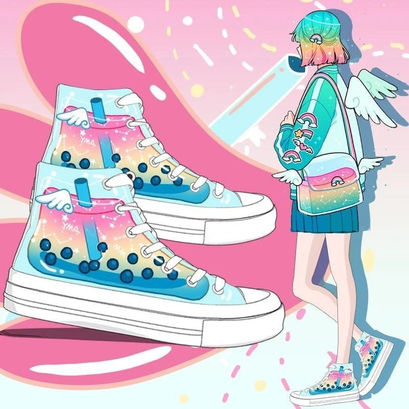 Japanese Colorful Hand Painted Canvas Shoes SP16370 2 Japanese Colorful Hand Painted Canvas Shoes SP16370 - Image 2