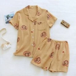 Japanese Fashion Pajama Cartoon Print Double Gauze Set BE013 -EgrilDoll Fashion Outlet Store japanese fashion pajama cartoon print double gauze set be013 251