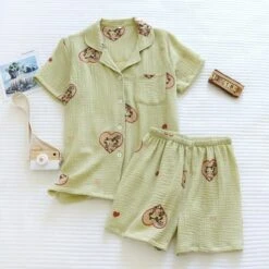 Japanese Fashion Pajama Cartoon Print Double Gauze Set BE013 -EgrilDoll Fashion Outlet Store japanese fashion pajama cartoon print double gauze set be013 406